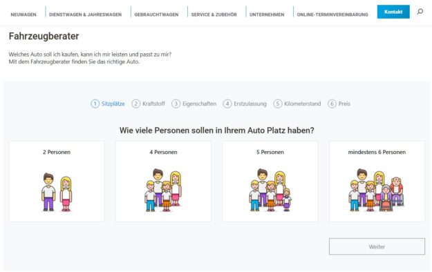 Übersicht über das Fahrzeugberater Tool